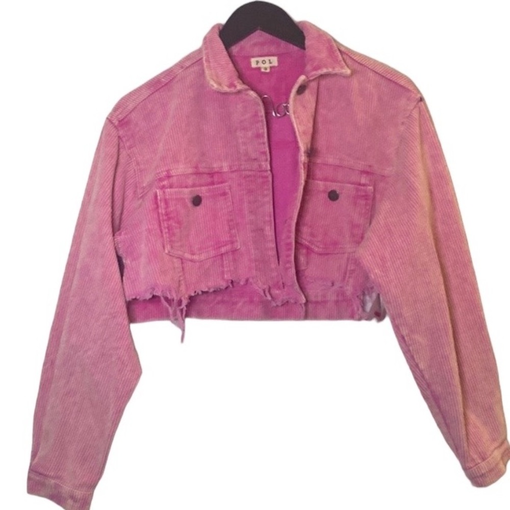 Hot Pink POL Vintage Barbie Pink Corduroy Jacket with Raw Hem Size Small - Picture 2 of 16